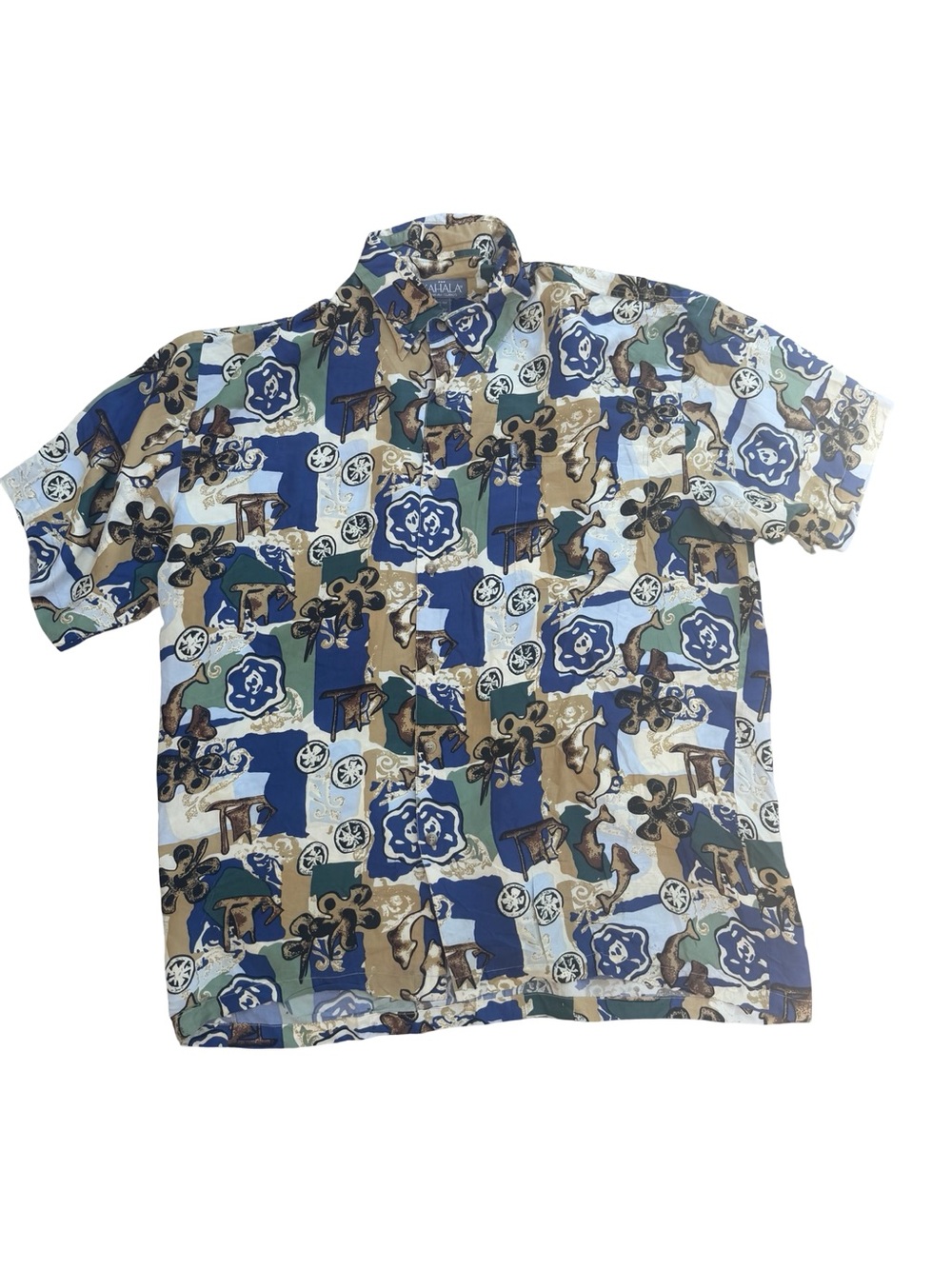 Kahala Hawaiian Islands Silk Men's Short-Sleeve Button-Up Shirt